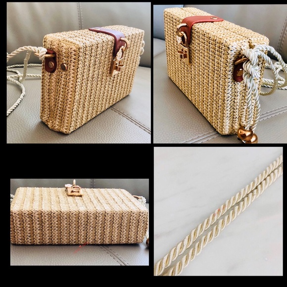 Meadow, Picnic Basket inspired Shoulder Bag BEIGE - Picture 8 of 9